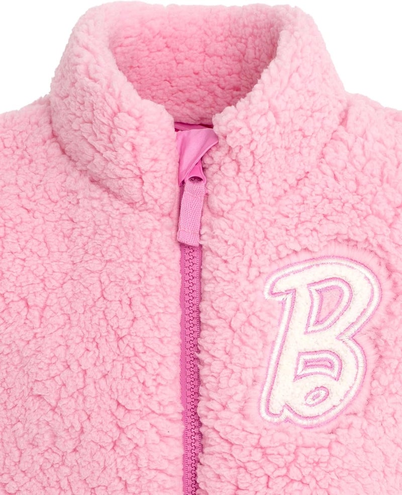 Barbie Girls Faux Shearling Zip Up Jacket Vest Little Kid to Big Kid Sizes (4-14-16) - Image 3